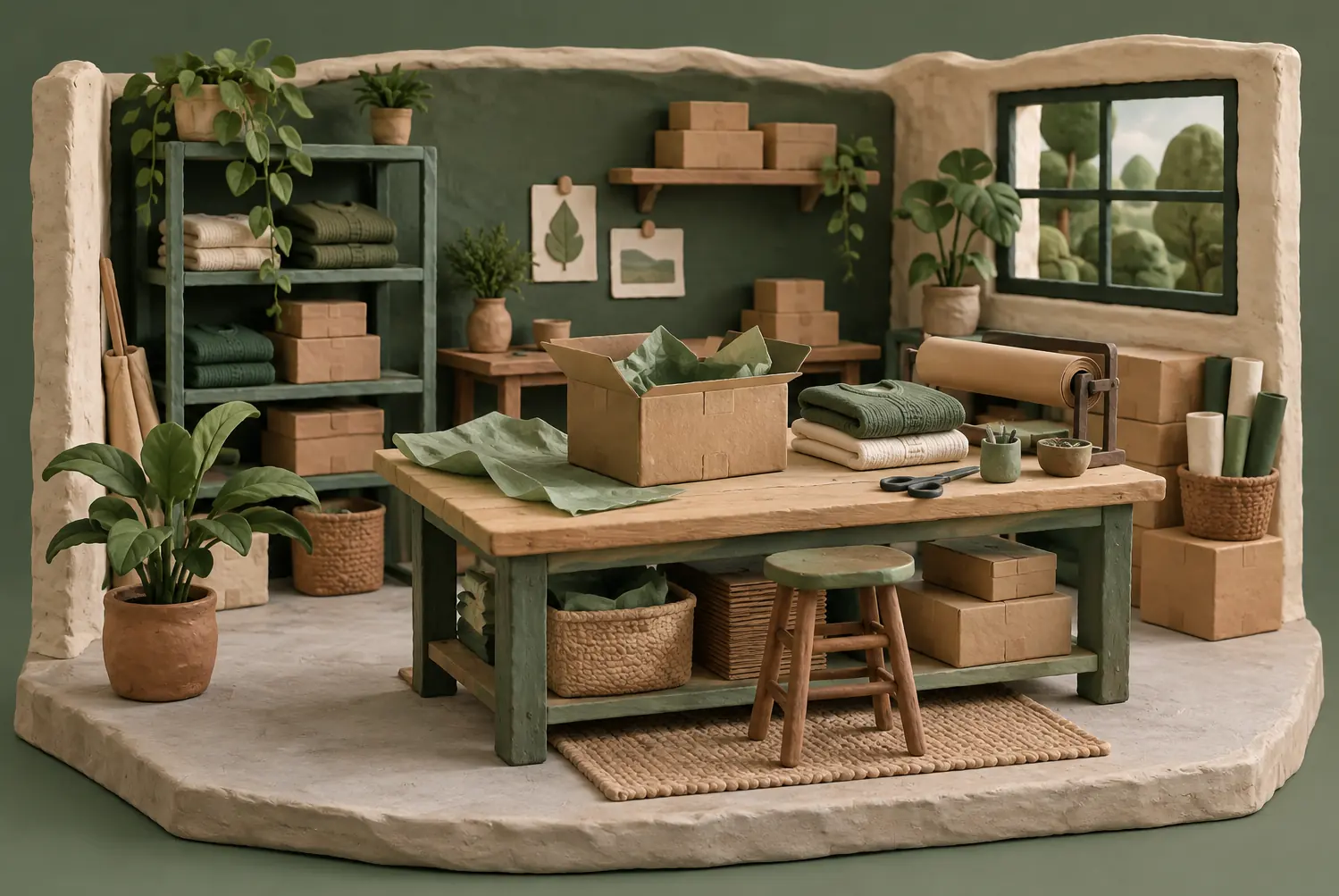 Illustration of online retail businesses and their working space